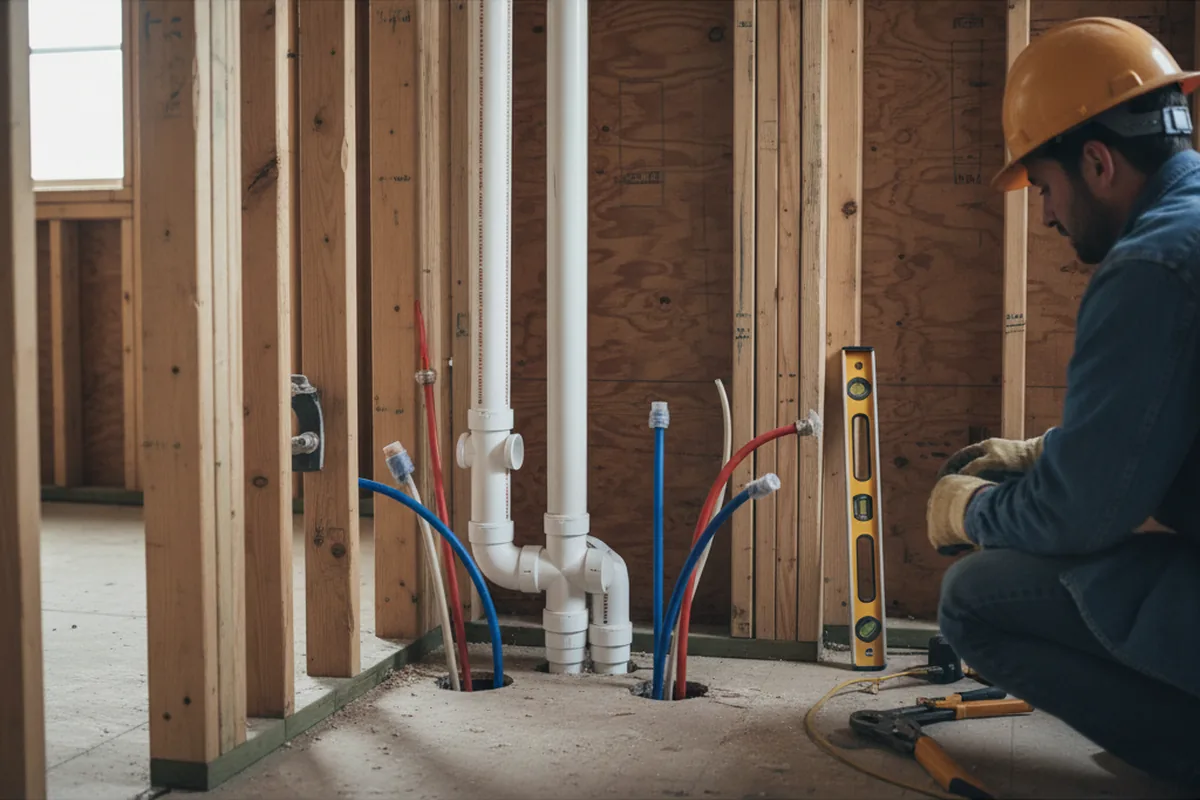 Drain and supply rough-in during Sump Pump Repair in Stillwater